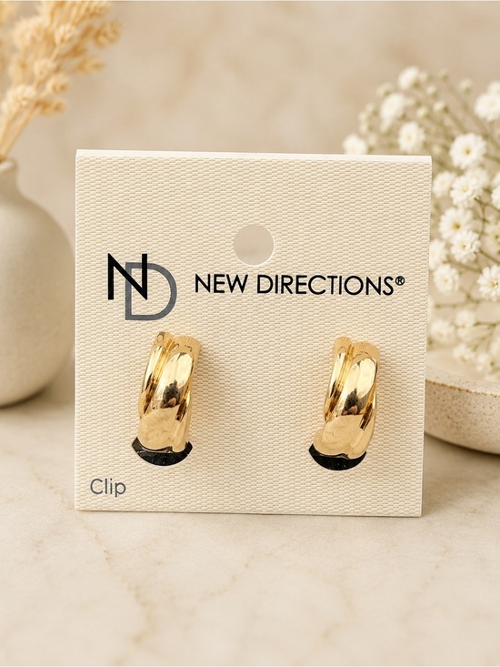 new directions Jewelry - New Directions Gold and White Clip Earrings